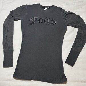 SABRINA BARNETT- Shirt with 'Faith' and Fleur-de-Lis Rhinestones